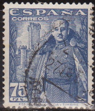 España 1948 1031 Sello General Franco y Castillo de la Mota 75c Timbre Espagne Spain Spagna Espana Spanje Spanien 